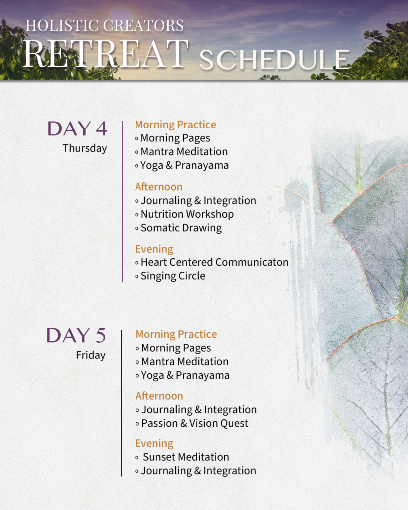Retreat Schedule Day 4 & 5